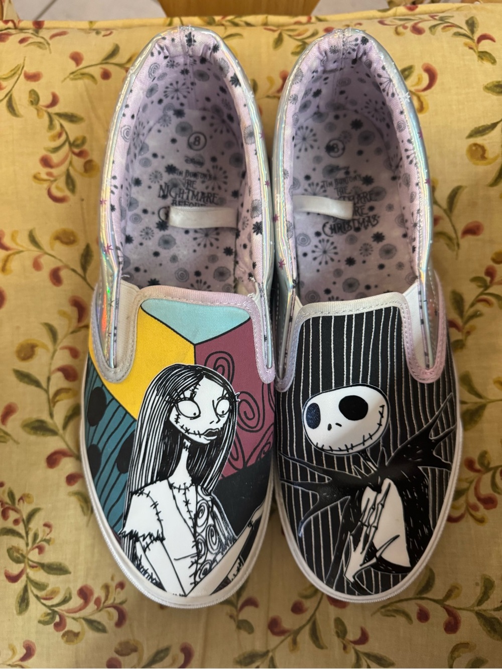 DISNEY JACK and Sally skellington Slip-On Women’s Sneakers size 8 Tim Burton